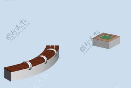 小品建筑3D花池与坐凳设计模型