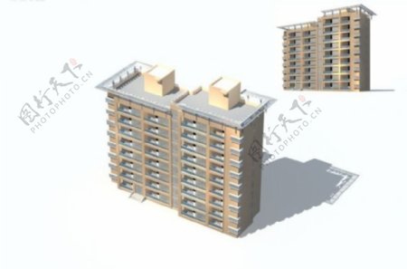 现代新式住宅区建筑群3D效果图
