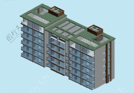 时尚现代风格住宅楼3d模型素材