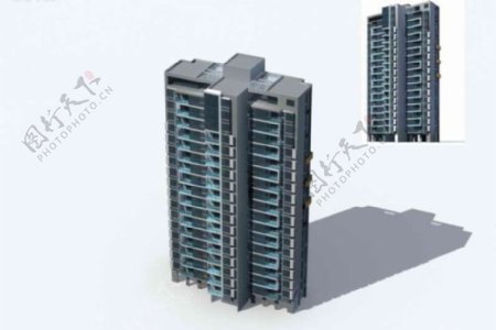 高级精致独栋高层住宅楼3D模型