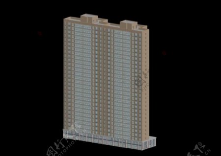 板式高层住宅商业楼3D模型