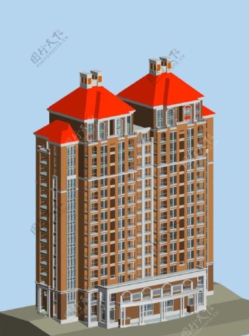 小高层塔式住宅楼模型