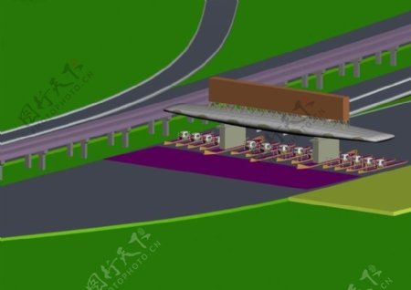 道路收费站设计3D效果图