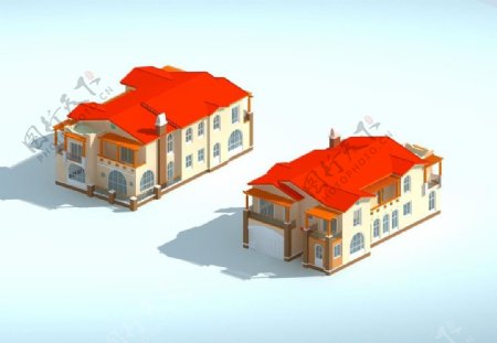 独栋别墅3d模型图片