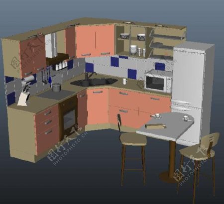 家居橱柜3d模型图片