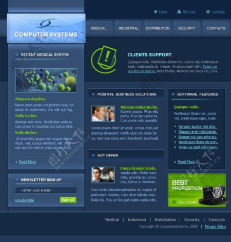 蓝色商业公司网页模板