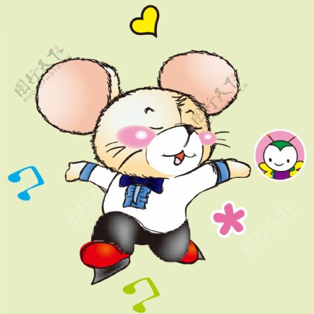 印花矢量图卡通动物老鼠音符色彩免费素材
