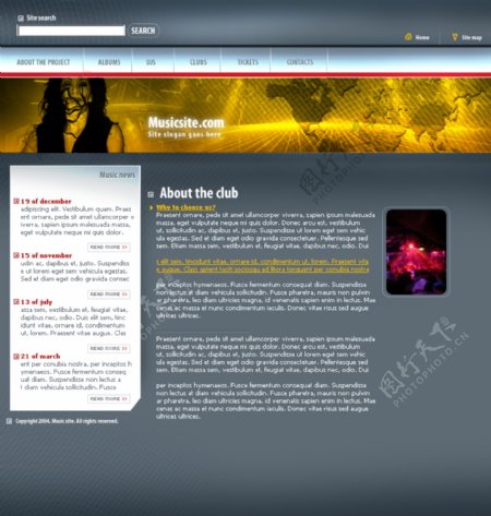 音乐俱乐部网站模板