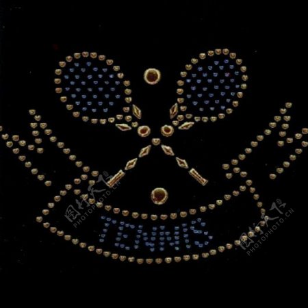 烫钻徽章标记网球拍缎带免费素材
