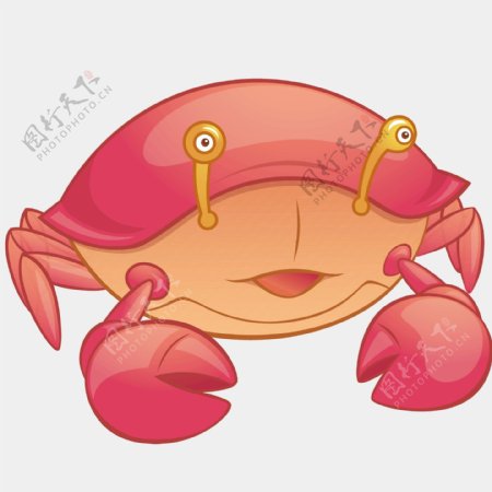 印花矢量图卡通动物螃蟹色彩红色免费素材