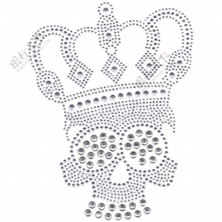 烫钻骷髅皇冠徽章标记朋克风格免费素材