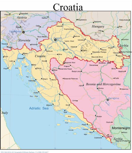 克罗地亚地图的免费矢量