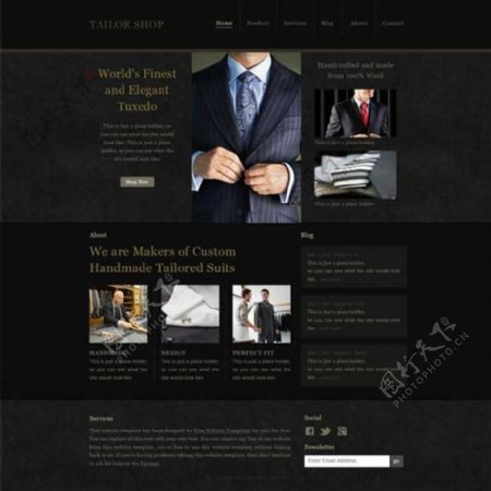 黑色风格国外商务网站模板PSD素材