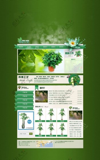 绿植绿色网站模板PSD素材