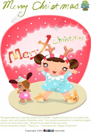 圣诞素材小鹿和女孩