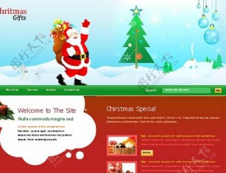 红色喜庆圣诞节网页模板
