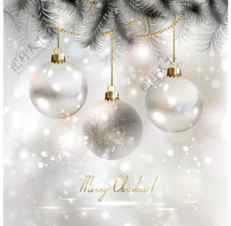 银色圣诞节背景贺卡图片