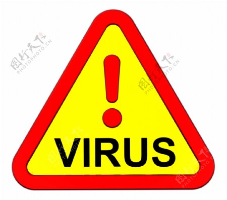 病毒警告标志的白色隔离