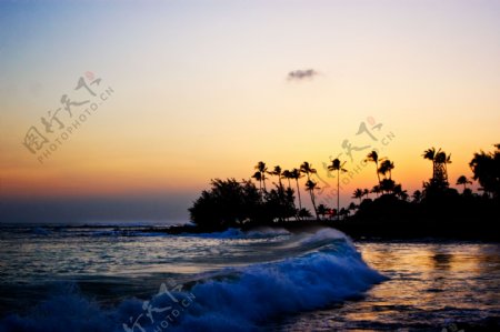 夏威夷夕阳海景图片