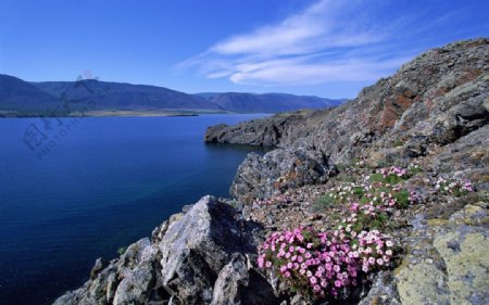 俄罗斯贝加尔湖石头海岸图片