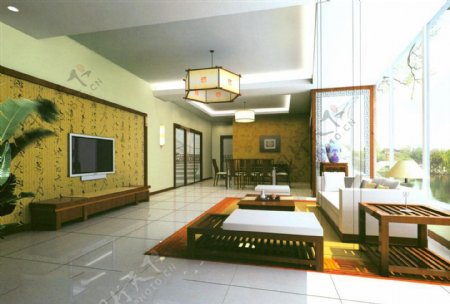 中式客厅模型设计