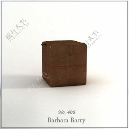 棕色软包方矮凳3D模型