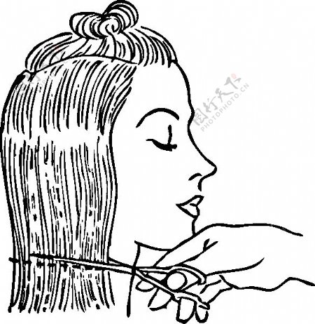 切割女性的头发剪辑艺术