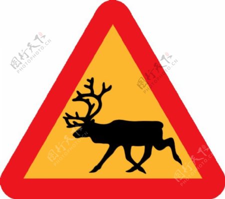 警告驯鹿路标剪贴画