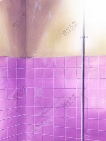 紫色砖墙绘画