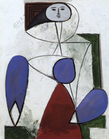 1947Femmedansunfauteuil西班牙画家巴勃罗毕加索抽象油画人物人体油画装饰画