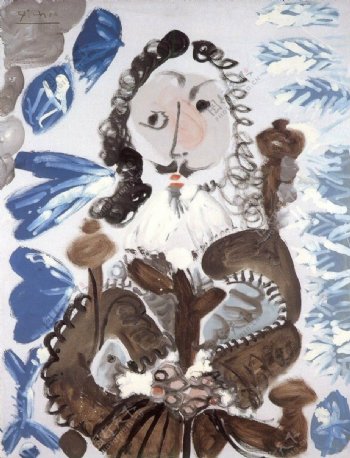 1967Mousquetaireauxmainsserr淇西班牙画家巴勃罗毕加索抽象油画人物人体油画装饰画