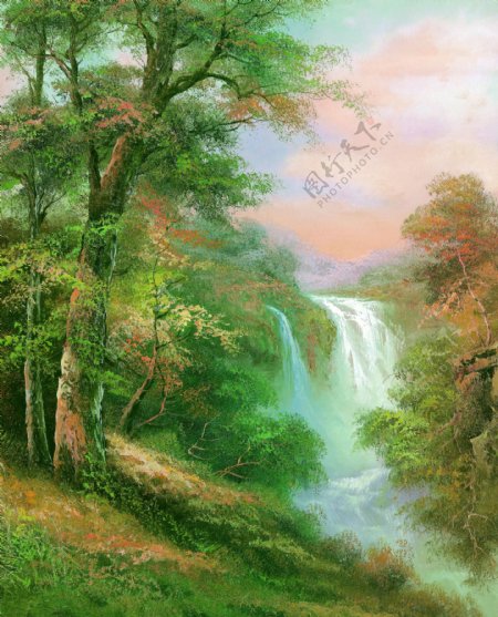 山水树木油画