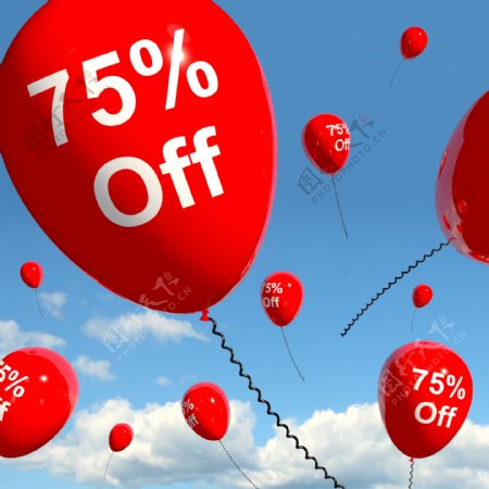 气球75显示百分之七零五的销售折扣