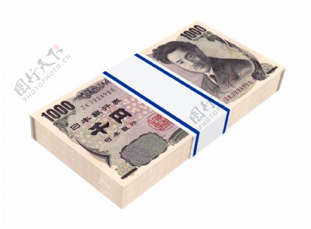 日元货币孤立在白色背景