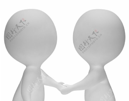 握手的3D人物表现的伙伴和友谊