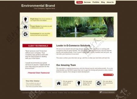 褐色标签环境网页模板素材
