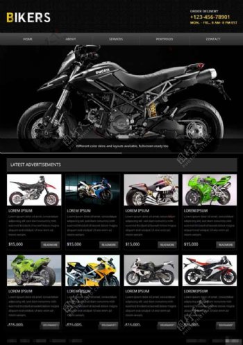黑色越野摩托车销售网页模板
