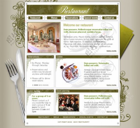 欧美餐厅古典风格网页模板