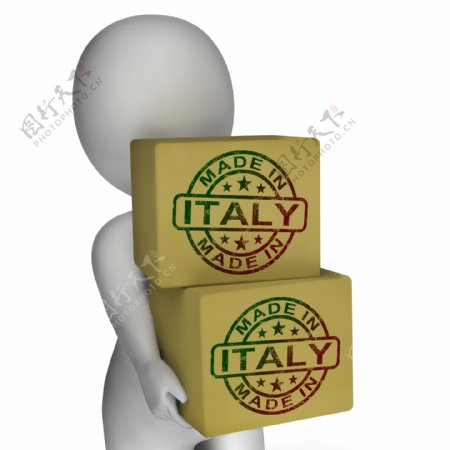 在意大利的邮票框显示意大利产品