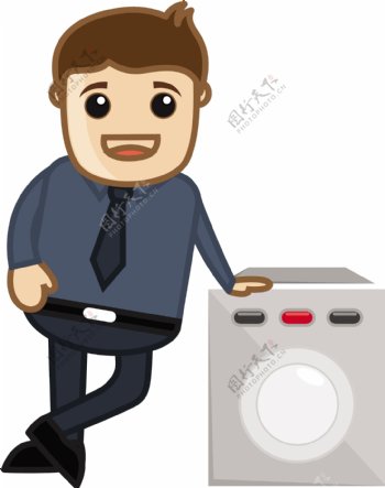 洗衣机销售的人矢量插画