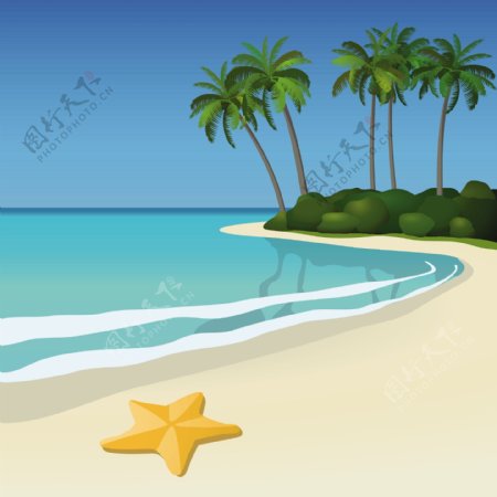 海边椰子树大海沙滩