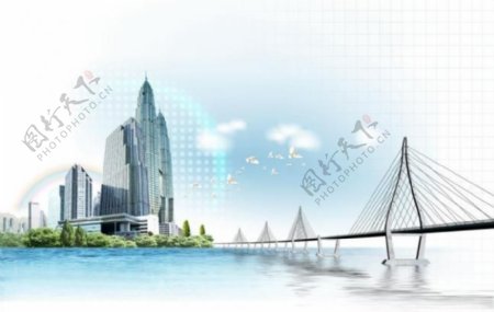 桥城市蓝天白云环保科技图片