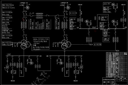 110kV降压变电站主接线图CAD图纸