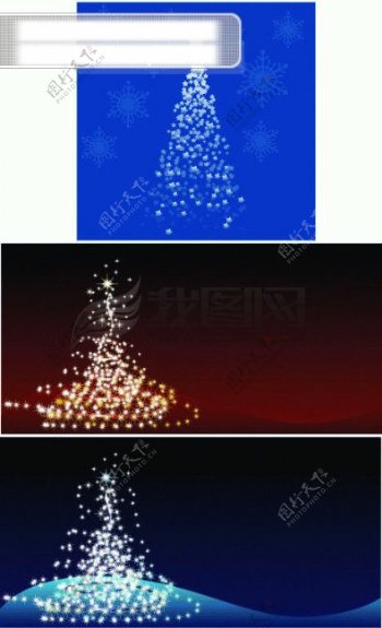 2款闪光圣诞树矢量素材圣诞节矢量图节日矢量素材eps