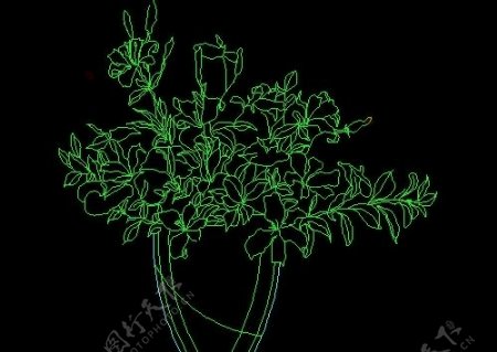植物盆景花卉CAD饰物陈设图纸素材18