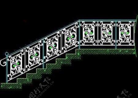 木楼梯铁艺楼梯旋转楼梯现代式楼梯楼梯扶手CAD图块37