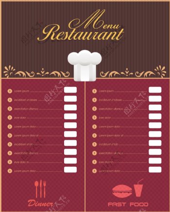 西餐厅菜单菜谱图片