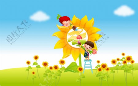 儿童向日葵壁纸