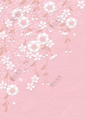 粉色花朵雕刻高清背景图