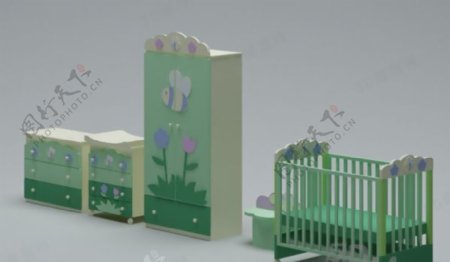 3D婴儿床模型